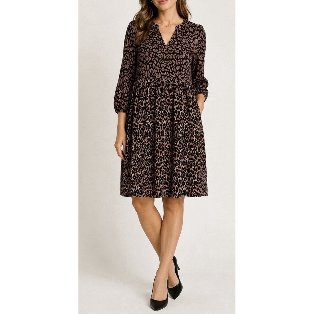 Maeve Anthropologie Leopard Print babydoll Dress Sz S Boho Cottagecore NWT